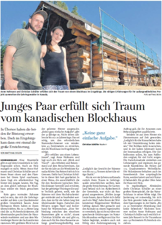 Naturstamm Blockhaus selber bauen - Zeitungsartikel 2